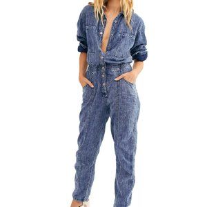 Free People Women's Ari Denim Jumpsuit (L)